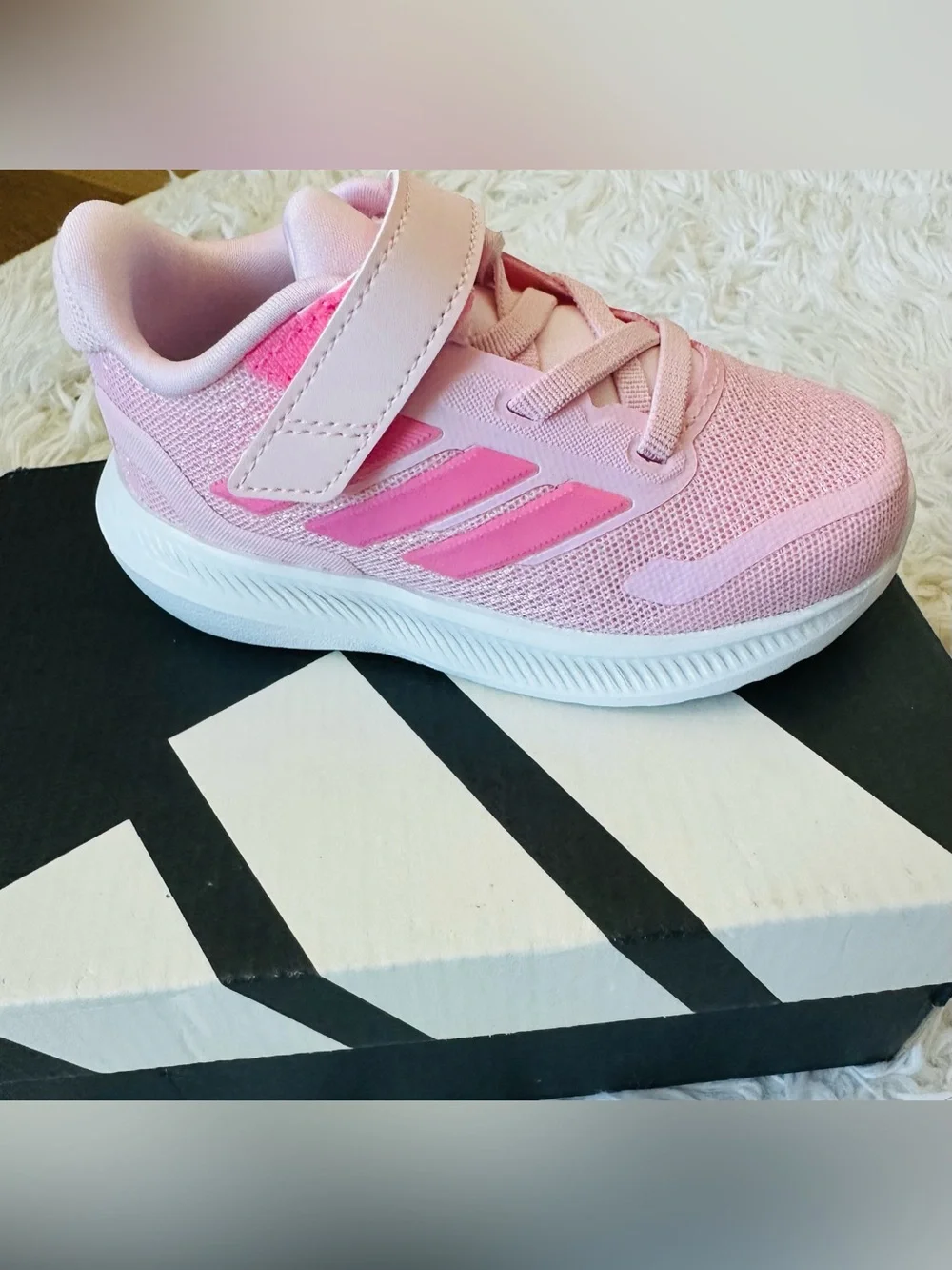 Adidas Runfalcon 5 Kids Pink White Velcro Running Shoes Size 7K New in Box
